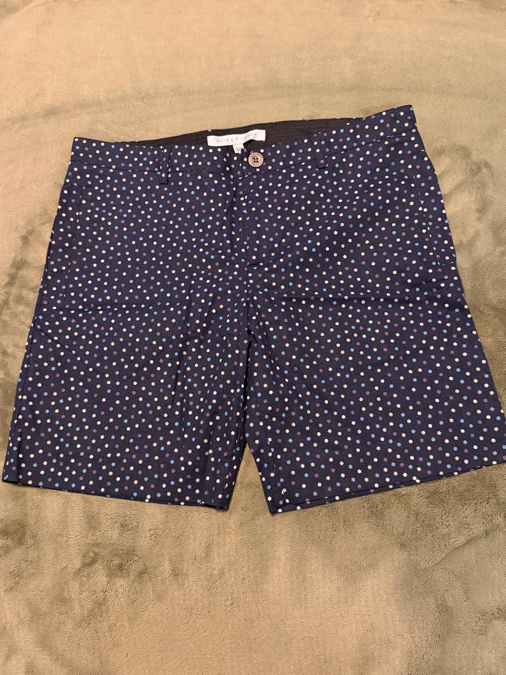 Parke & Ronen Navy Shorts with Polka “Dot” Print size 32